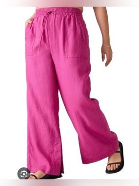 ATTRACTIVE GORGEOUS COLOR Athleta Wide-Leg Drawstring Linen-Blend Pants